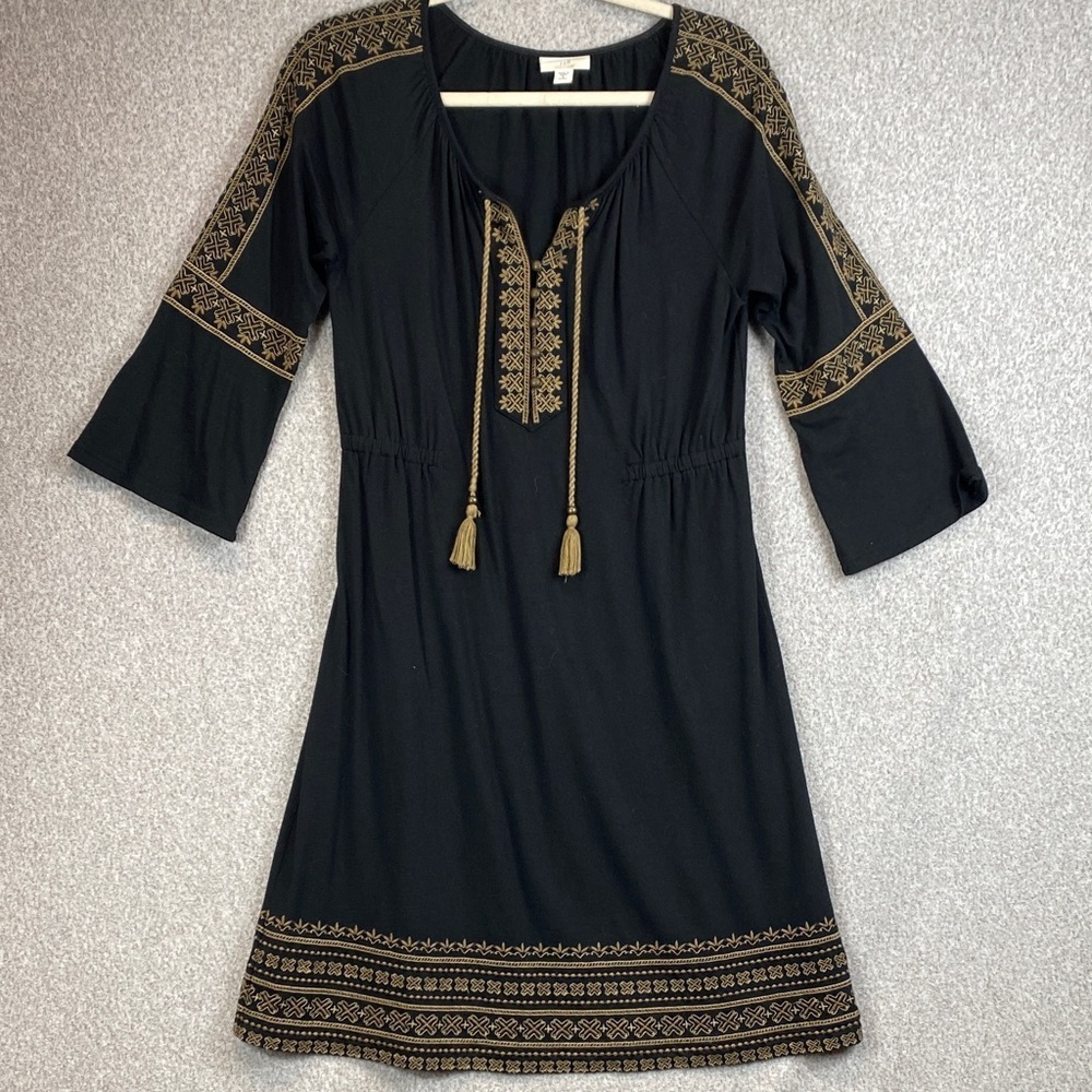 J.Jill midi dress stretch knit S petite boho festival witchy whimsigoth dark